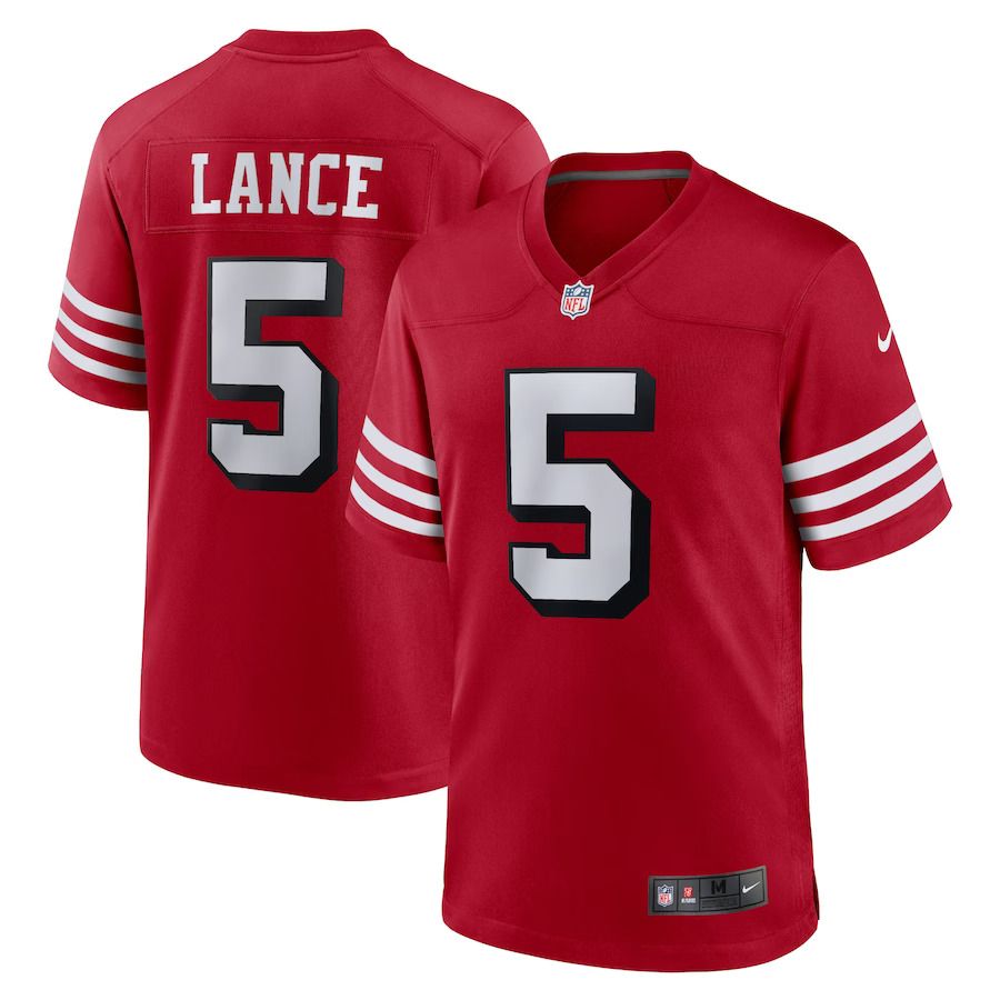 Men San Francisco 49ers #5 Trey Lance Nike Scarlet Alternate Game NFL Jersey